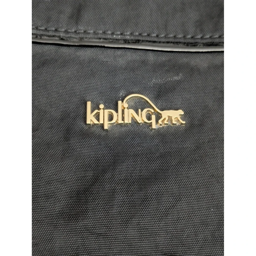 Kipling Black Nylon Laptop Tote Shoulder Bag Travel Work Gold Hardware 20x12